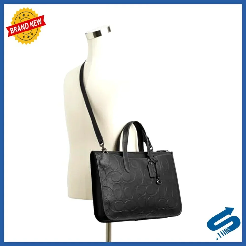 Leather Work Bag with Laptop Compartment Crossbody Briefcase